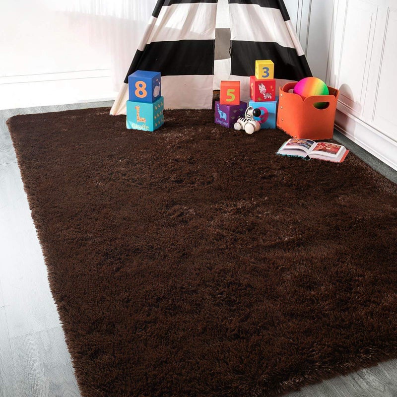 HOMORE Luxury Fluffy Area Rug Modern Shag Rugs for Bedroom Living Room, Super Soft and Comfy Carpet, Cute Carpets for Kids Nursery Girls Home, 3x5 Feet, Brown - Image 4